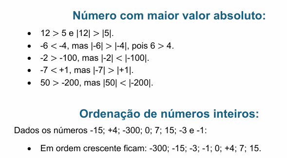 comparação e ordenação de números inteiros 3